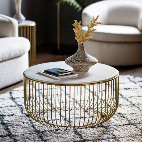 Luxe Marble-Top Coffee Table with Electroplated Steel Base