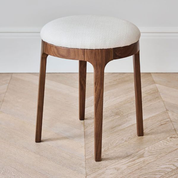 Aria Walnut & Linen Stool