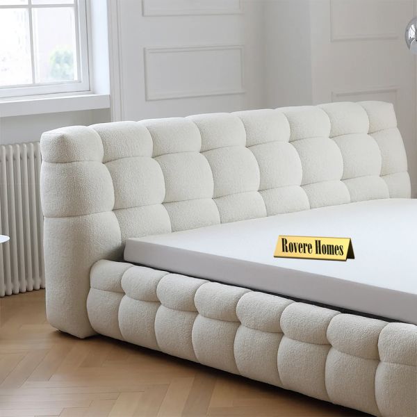 Bubble Boucle Bed-Teak Wood 