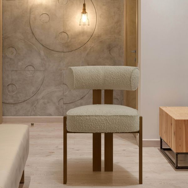 Arya Modern Boucle Wooden Chair