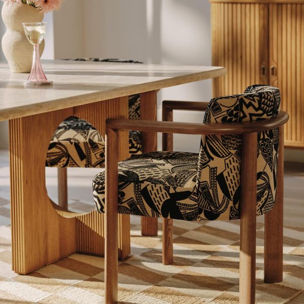 Onyx Marble Dining Table with Fluted Dual-Pedestal Base