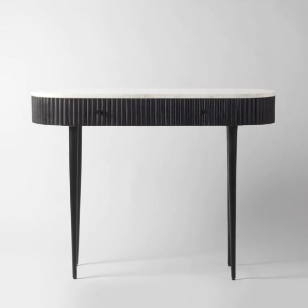Marble Elegance Console Table Matte Black Finish.