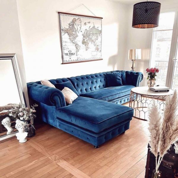 Chesterfield velvet L-Shape Sofa