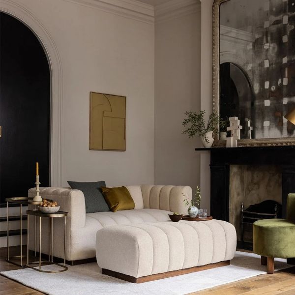 Sloane Fluted Ottoman plus 2 seater sofa  In Natural Boucle