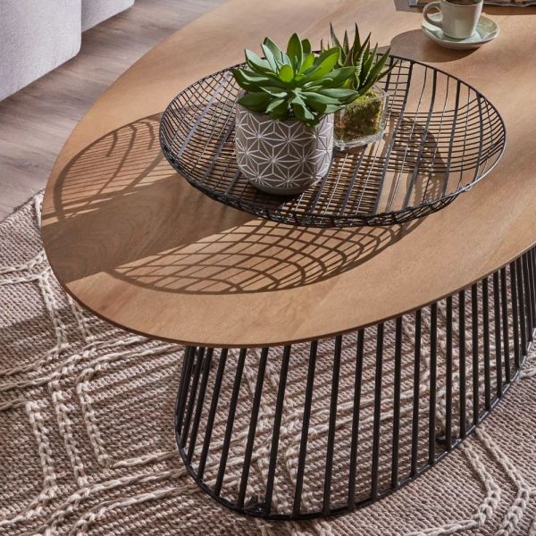 Leska Coffee Table with Metal Black Legs