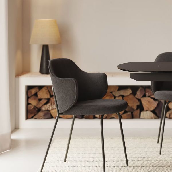Minimalist Home Accent/Dining Chair – Cotton Linen Upholstered Design