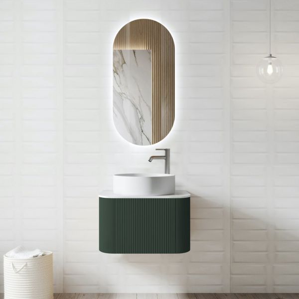 Bali Solid Wood Fluted Dark Green Vanity - 750 | 900mm
