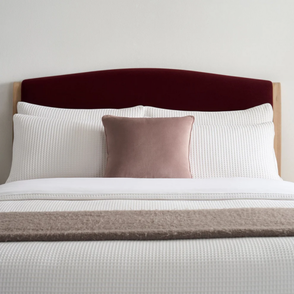 Chambery Curved Headboard Wooden Bed (Teak & Oak Wood).