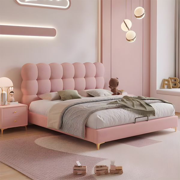  Flamingo Pink Cloud Boucle Bed