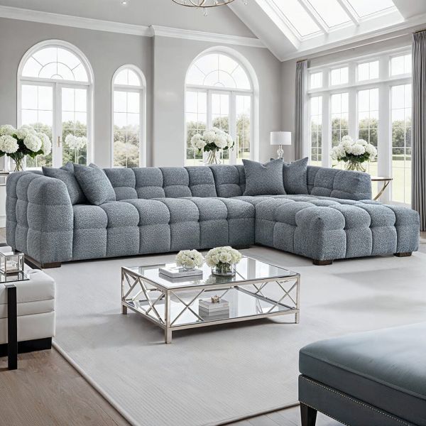 Carbon Grey Tufted Bubble Boucle Sofa