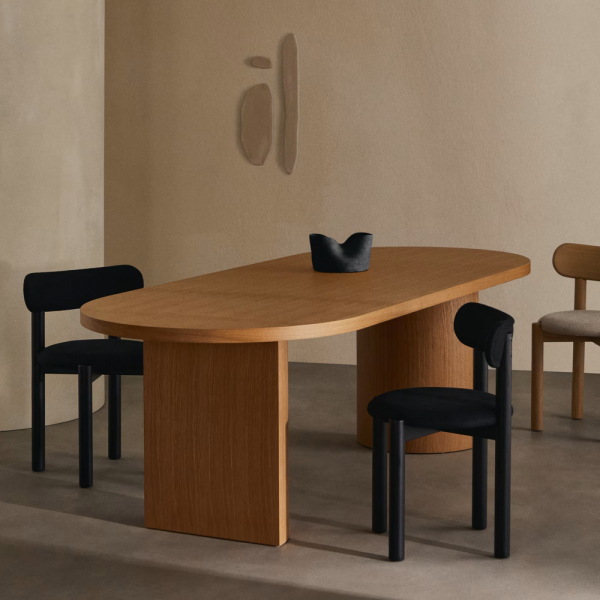 Nealy Dining Table with Natural (Oak/Teak) Wood Veneer Finish.