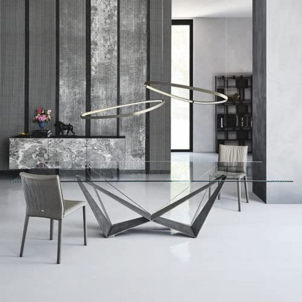 Italian Spider Glass Top Dining Table with Matt Grey Base- 6/8 seater
