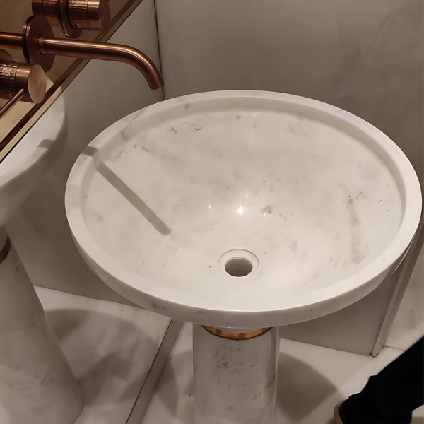 Elliptical Shape Pedestal Marble Washbasin
