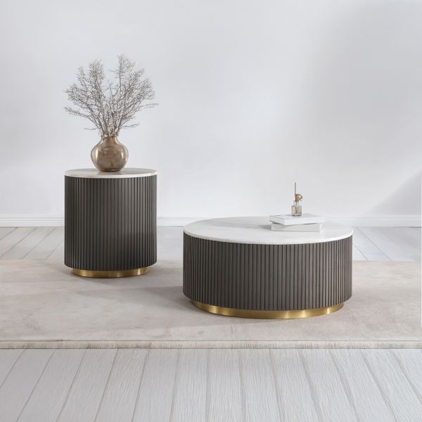 
Slatewood Finish Marble Coffee Table Set of 2

