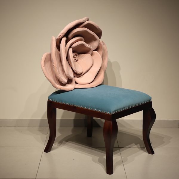 Blossom Carved Teak Dining Chair