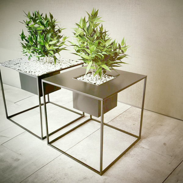 Steel Planter Set in Black & Brass – Set of 2