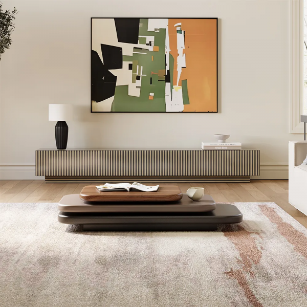 Rotatable Modern Rectangular Coffee Table with Swivel Top