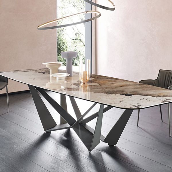 Customisable Skorpio Dining Table – Black Base | 4/6/8/10 Seater