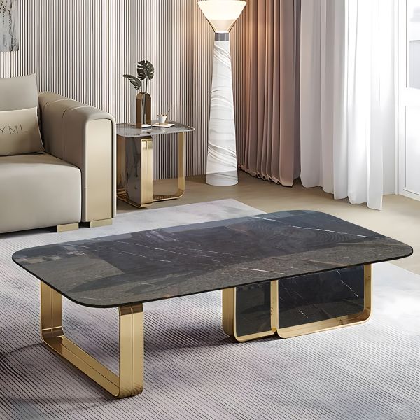 Treba Gold PVD Stainless Steel Coffee Table – Custom Marble Top
