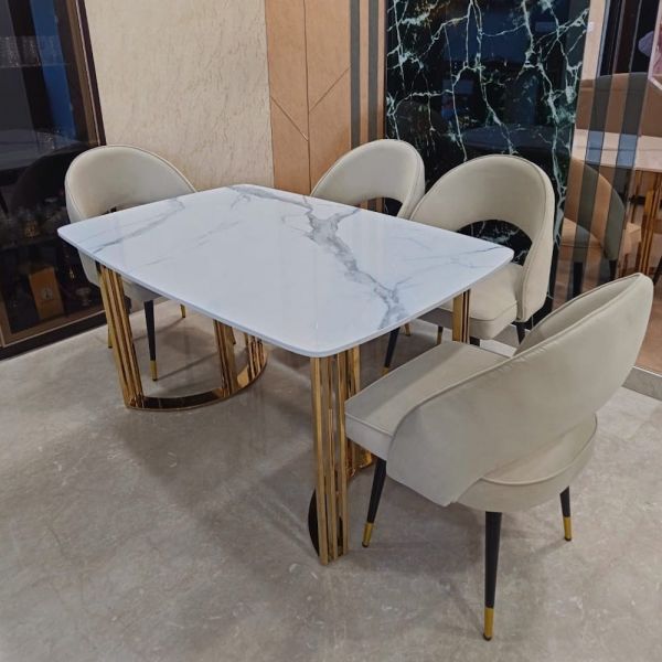 PVD Gold C-Base Dining Table – Optimal Legroom | 4/6/8 Seater