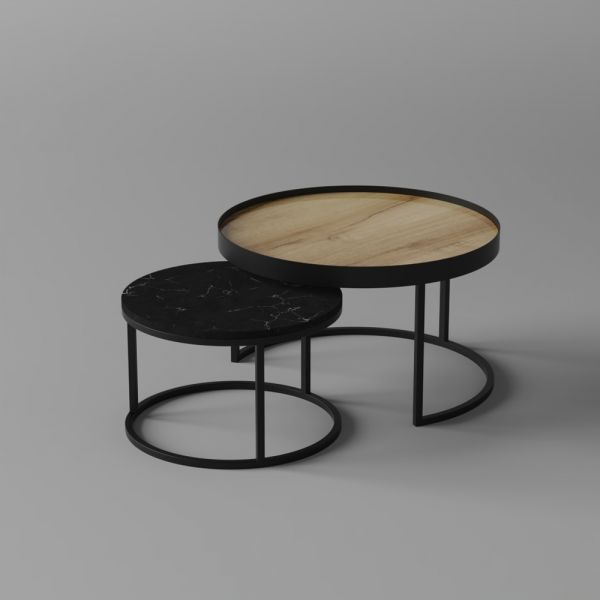 Wood and Stone nesting table