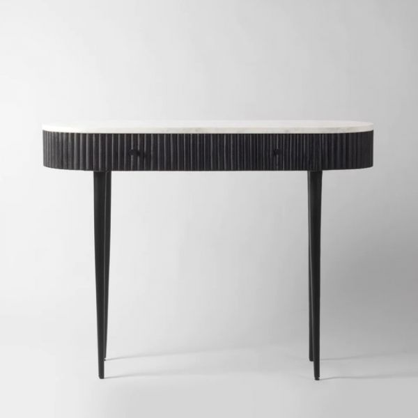 Marble Elegance Console Table Matte Black Finish.