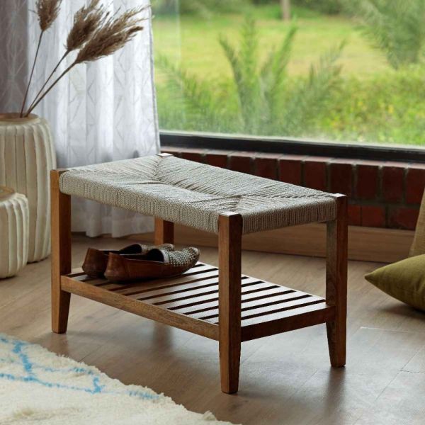 Outdoor Rope Bench With Rack (Water repellent).