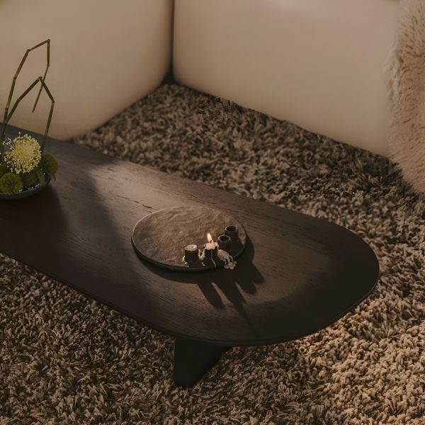 Coffee Table Made from Solid Wood in Ebony Black Finish.