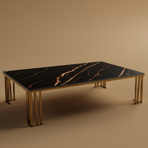 Sahara Noir Delta Center Table with Customizable Top