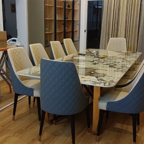 Patagonia Stone Delta Dining Set with Dual Upholstery Chairs