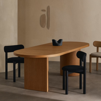 Nealy Dining Table with Natural (Oak/Teak) Wood Veneer Finish.