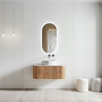 Bali Solid Wood Fluted Vanity Without LED Mirror - 750mm