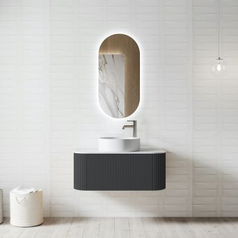 Bali Solid Wood Fluted Anthracite Vanity Without LED Mirror - 600mm|750mm|900mm